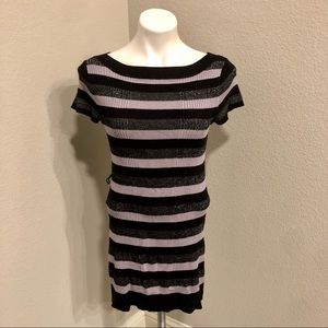 Bongo Women's Bodycon Dress With Belt Loop - Black & Pink - Size L